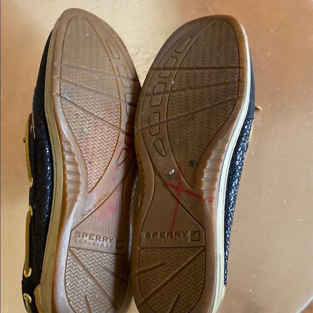 Sperry Black and Gold Boat Shoes Leather Laces - Picture 11 of 13